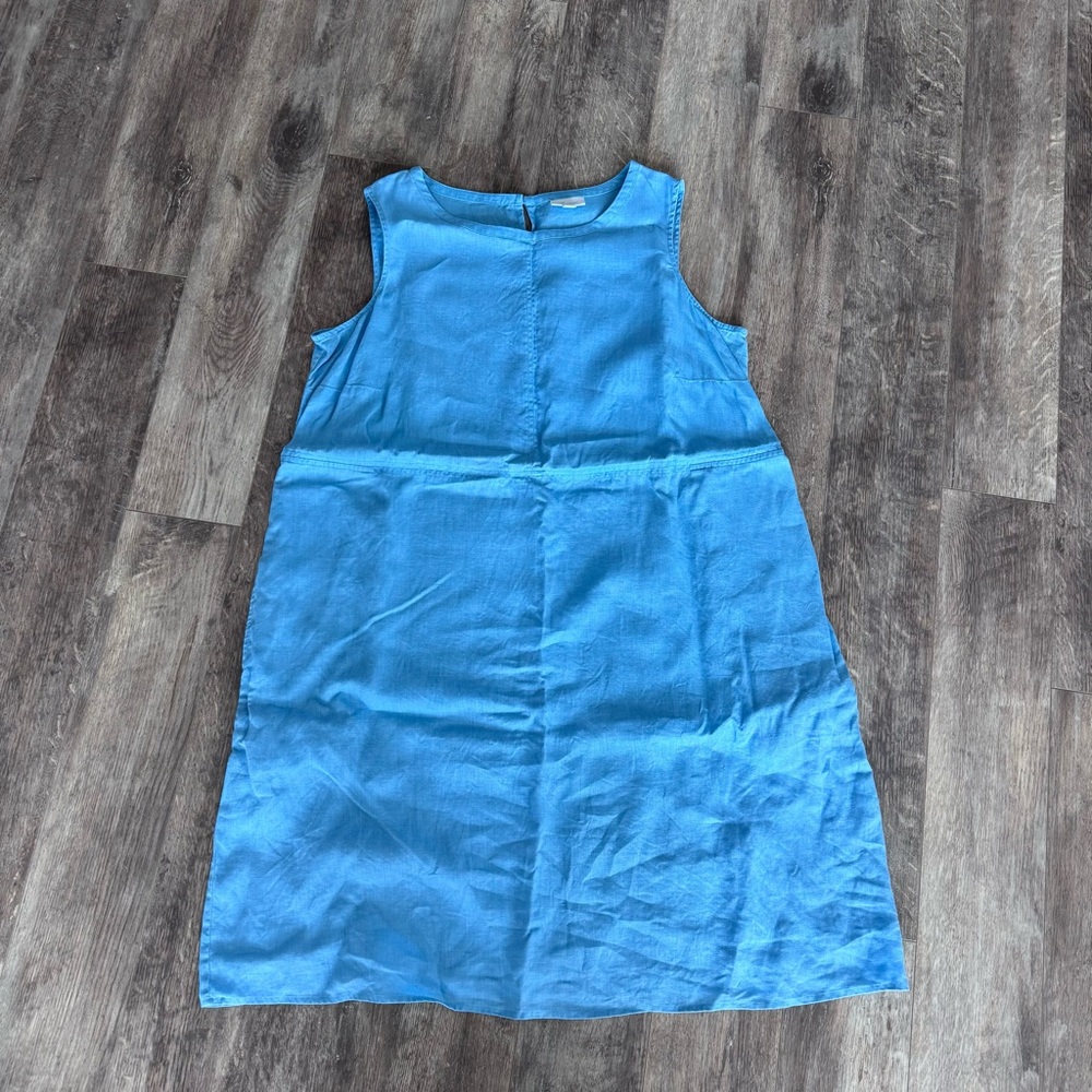 J.Jill Sleeveless Light Blue Linen Shift Dress - Picture 4 of 9